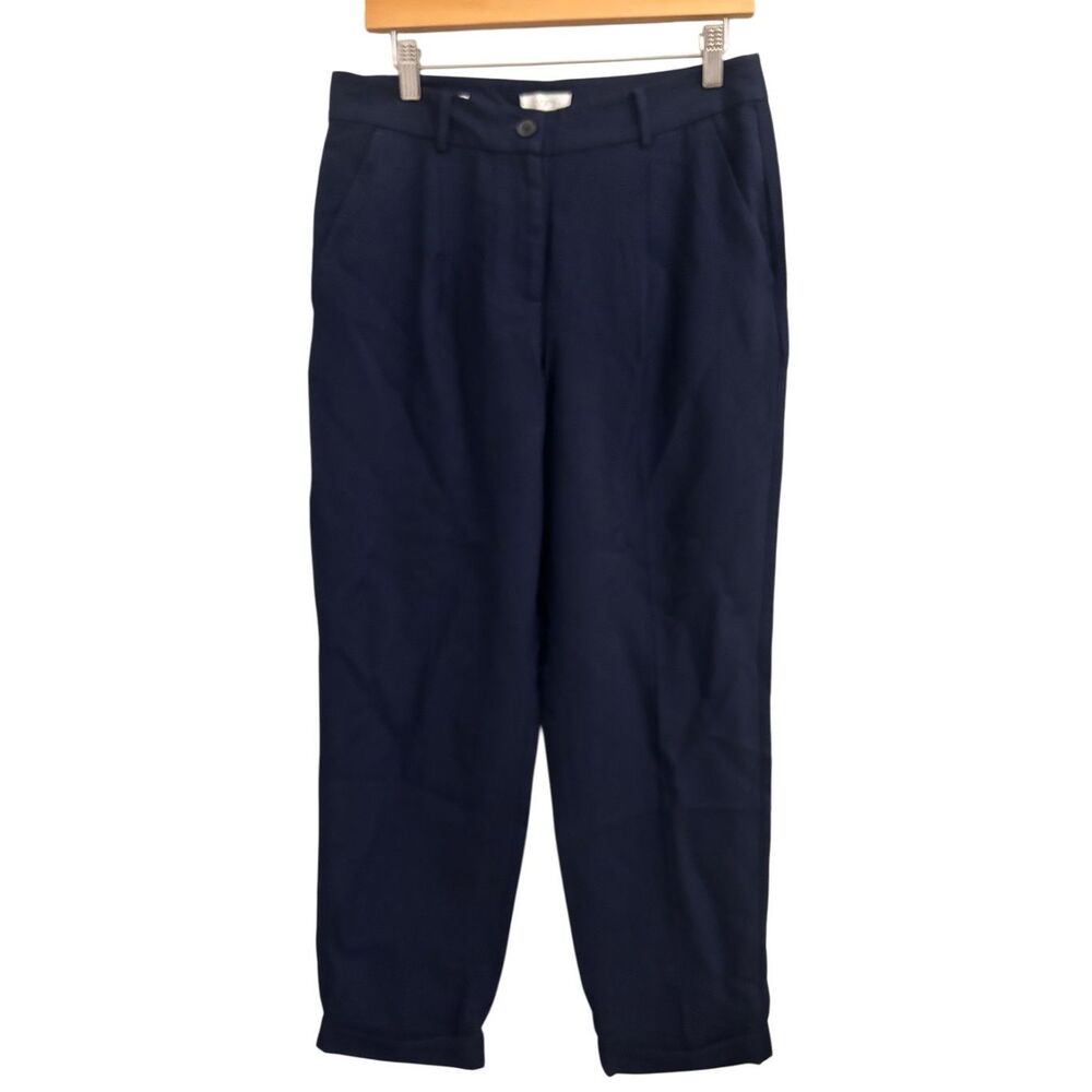 LOFT relaxed tapered leg ankle pants navy blue 4 navy pleated
